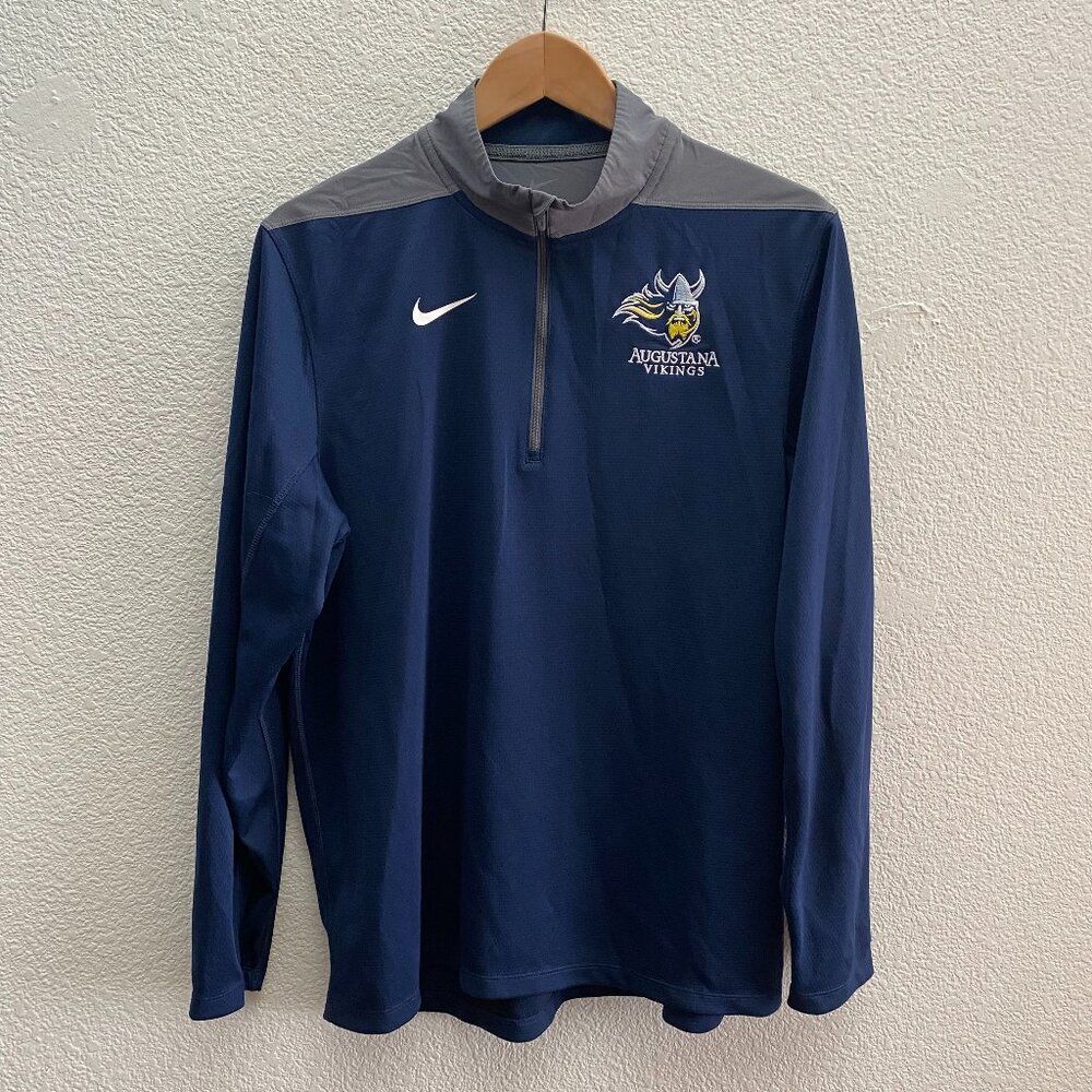 Augustana Vikings College Navy Gray Nike DRI-FIT Fan Favorite 1/4 Zip Shirt M